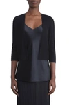 Lafayette 148 Plus-size Finespun Voile Openfront Cropped Cardigan In Black