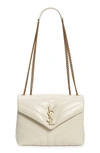 Saint Laurent Loulou Small Quilted Leather Shoulder Bag In Blanc Cotton