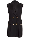 Versace Satin-trimmed Double-breasted Pleated Embellished Cady Mini Dress