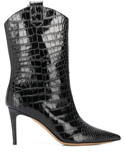 Alexandre Vauthier Wayne 85mm Crocodile-effect Ankle Boots In Black