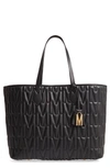 MOSCHINO M-QUILTED LEATHER TOTE,A745380020112