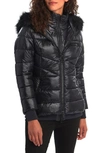 Barbour Strike Puffer Coat With Removable Faux Fur Trimmed Hood In Black