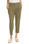 Eileen Fisher Organic Cotton & Hemp High Waist Tapered Ankle Pants In Olive