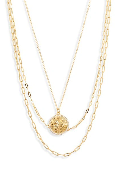 Argento Vivo Lion Medallion Layer Necklace In Gold