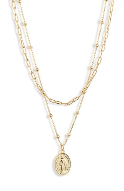Argento Vivo Religious Layer Necklace In Gold