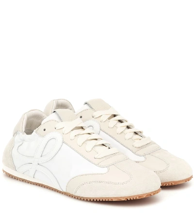 Loewe Ballet Runner Leather And Suede Trainers In White