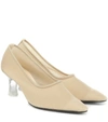The Row Sock Leather-trimmed Mesh Pumps In Nude