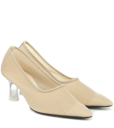 The Row Sock Leather-trimmed Mesh Pumps In Nude