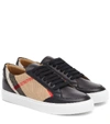 Burberry Check Leather Sneakers In Neutral