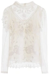 SEE BY CHLOÉ SEE BY CHLOÉ LACE INSERT MESH BLOUSE