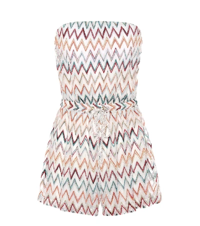 Missoni Strapless Metallic Zigzag-knitted Playsuit In White