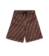 Fendi Kids' Jacquard Cotton-blend Shorts In Brown