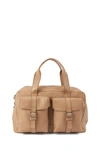 HUGO BOSS HUGO BOSS - CALF LEATHER HOLDALL WITH TWIN FRONT POCKETS - LIGHT BEIGE