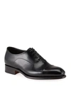 SANTONI MEN'S ISAAC CAP-TOE LEATHER OXFORD SHOES,PROD229290117