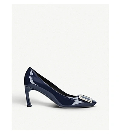 Roger Vivier Belle Vivier Trompette Patent-leather Courts In Navy
