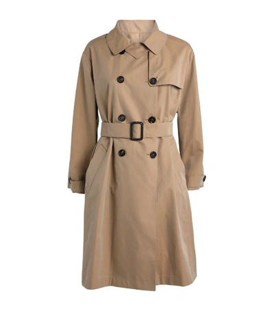 Max Mara Water Repellent Cotton Trench Coat With Removable Lining In Black