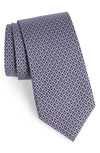 FERRAGAMO GANCINI PATTERN SILK TIE,0722512