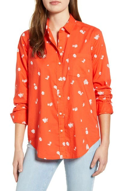 Lucky Brand Cotton Floral-print Shirt In Red Multi