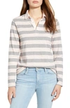 LUCKY BRAND RUGBY STRIPE LONG SLEEVE POLO,7W65371