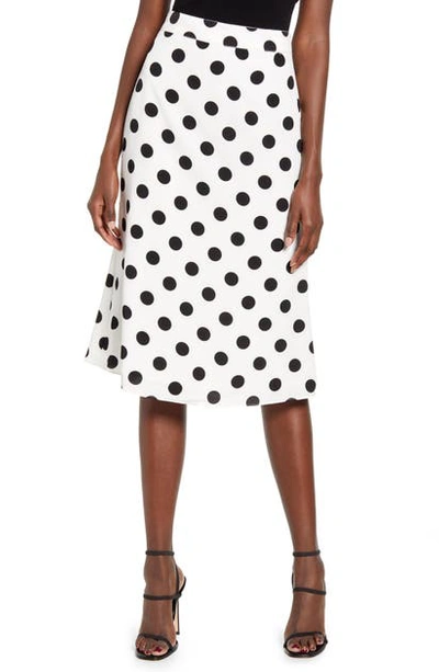 English Factory Polka Dot Midi Skirt In White/ Black Dot