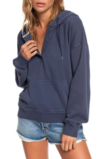 Roxy Girls Who Slide Hooded Sweatshirt In Mood Indigo