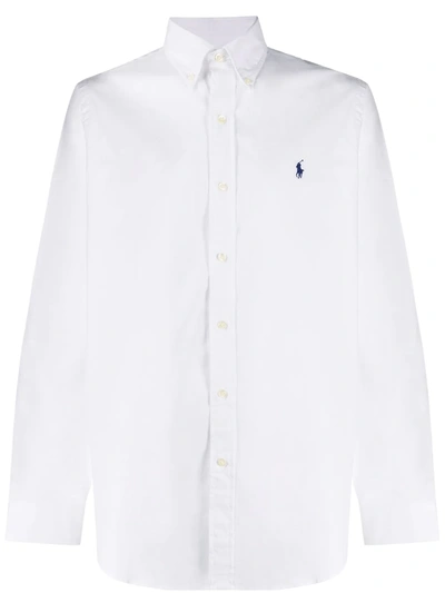 Polo Ralph Lauren Embroidered-logo Cotton Shirt In Weiss