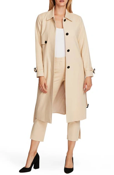 Vince Camuto Cotton Double Weave Belted Trench Coat In Light Stone