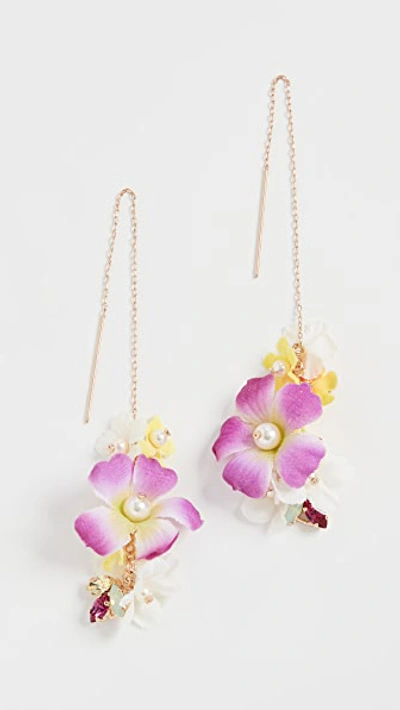 Anton Heunis Flower Motif Earrings In Spring Colors