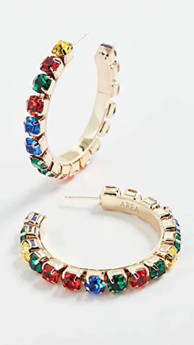 Area Multicolor Crystal Hoop Earrings In Gold