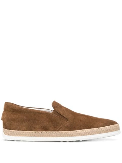 Tod's Men's Suede Slip On Trainers In Brown