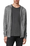 Allsaints Mode Slim Fit Merino Wool Zip Hoodie In Grey Marl