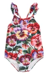 Dolce & Gabbana Girl's Blooming Floral One-piece Swimsuit, Size 12-30 Months In Violette Fdo.azzurro