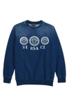 Versace Logo Stretch-cotton Sweater In Dark Blue