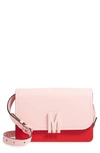 MOSCHINO M BICOLOR LEATHER SHOULDER BAG,A747180062001