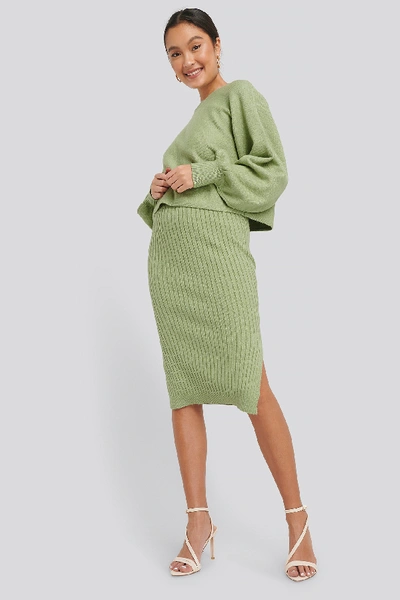 Na-kd Rib Knitted Skirt - Green