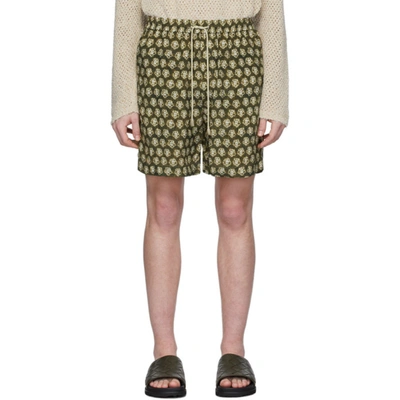 Nanushka Doxxi Batik-print Cupro Shorts In Green