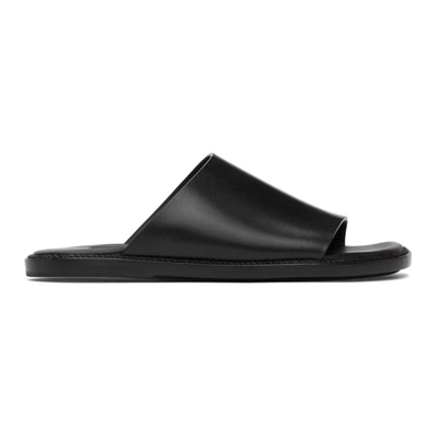 Ann Demeulemeester Crinkled Patent-leather Slides In 099 Nero