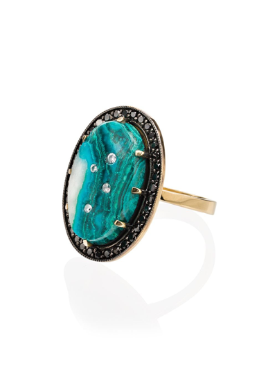 Andrea Fohrman 18k Yellow Gold Chrysocolla And Diamond Ring