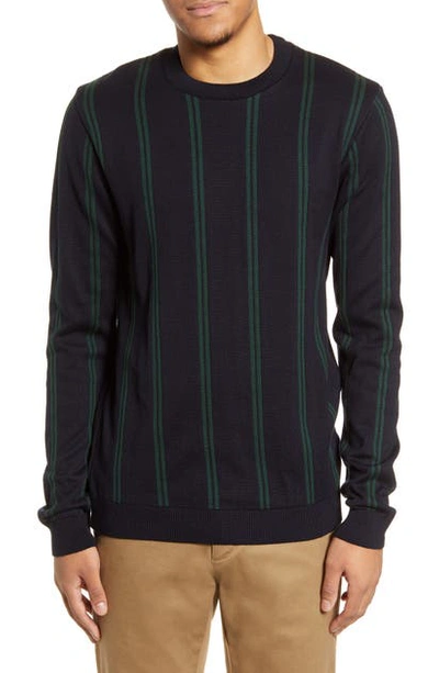 Topman Knitted Sweater With Green Vertical Stripe