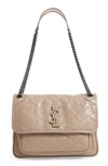 Saint Laurent Medium Niki Leather Shoulder Bag In Gold Sand