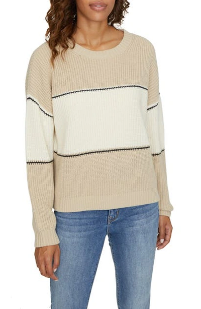 Sanctuary Billie Colorblock Shaker Stitch Sweater In Modern Beige/white/black