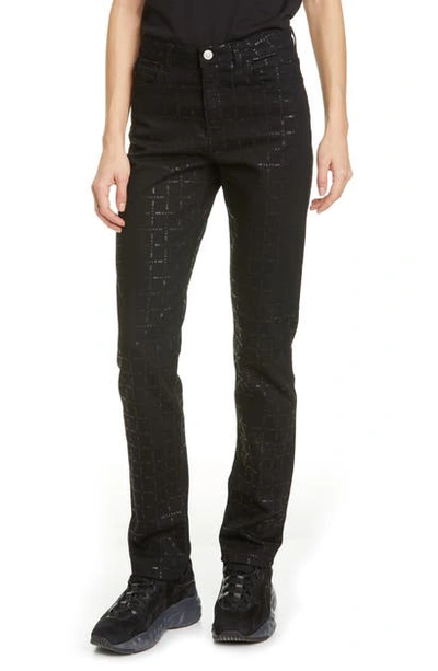 Alyx Logo Print High Waist Skinny Jeans In Black