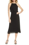 Sam Edelman Pleated Chiffon Midi Dress In Black