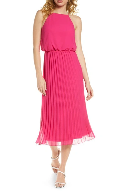 Sam Edelman Sleeveless Pleated Midi Dress In Pink