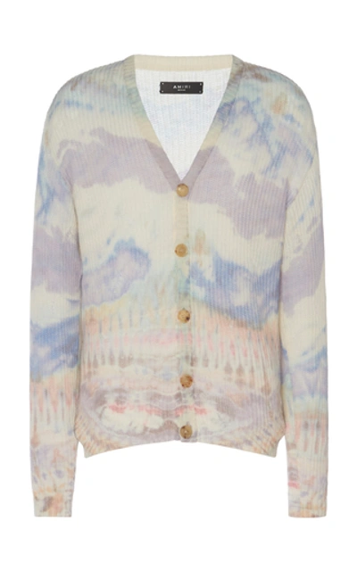 Amiri Distressed Tie-dyed Cashmere Cardigan In Multi