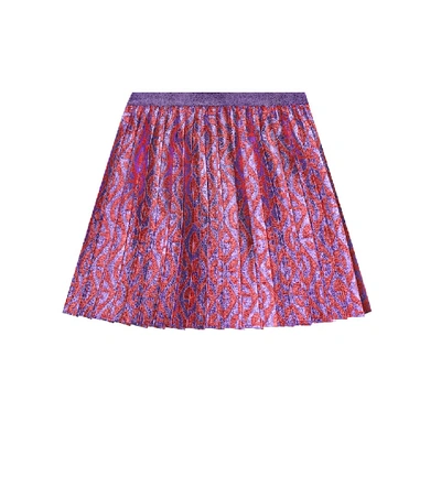 Gucci Kids' Skirt With G Pattern Rhombus Jacquard In Lamé In Multicolor