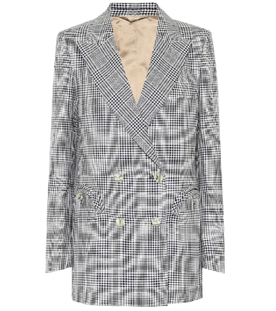 Blazé Milano Everyday Double-breasted Prince Of Wales Checked Wool Blazer In Navy