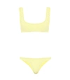 Reina Olga Ginny Textured Bikini Set In Yellow