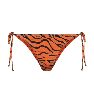 Reina Olga Love Tiger-print Bikini Bottoms In Orange