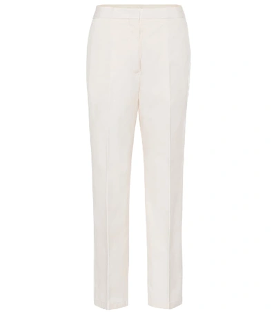 Jil Sander High-rise Straight Cotton-blend Pants In White